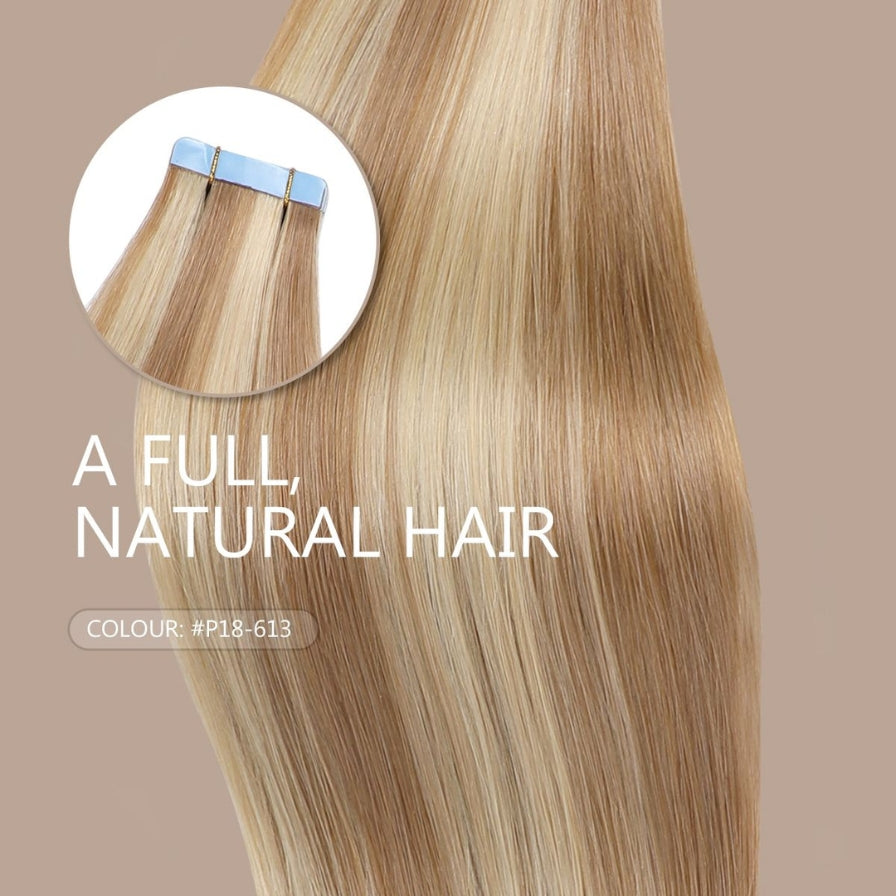Long Tape Weft Hair Extensions - Blonde 613 - Tape-In Hair  display picture 1