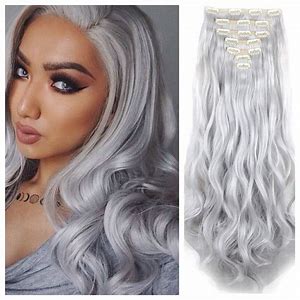 Invisi Clip In Colored Hair Extensions, Grey, Blonde, Brown Hair